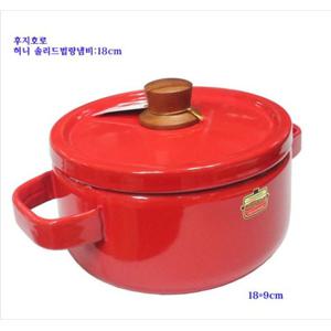 후지호로 인덕션 냄비 곰솥 찌개 법랑 냄비 레드 18cm