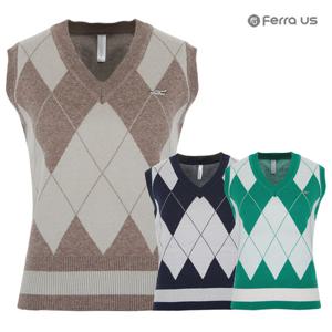 페라어스 여성 아가일 브이넥 니트 골프조끼 AVF34R6050