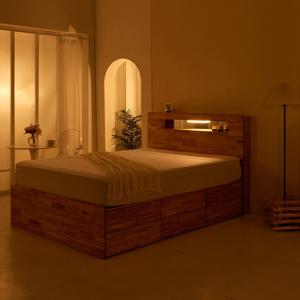 애빈 슈퍼싱글 1100 2단 수납형 LED 침대 참죽 원목 프레임 (착