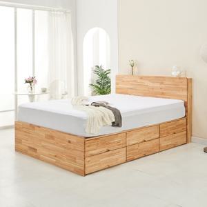 아시론 라지킹 1800 2단 수납형 침대 참죽 원목 프레임 (착불)