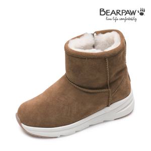 [베어파우(슈즈)]VALERIE 여성 소가죽 키높이 지퍼 양털부츠 K2761002PD-W 카멜 4센치