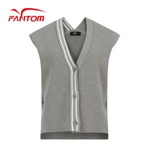 [팬텀] 여성 라인 배색 브이넥 니트 베스트