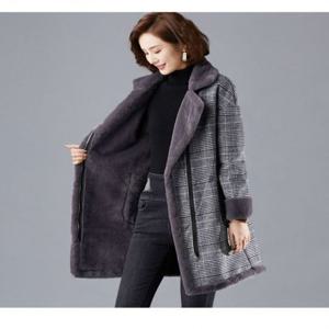 겨울코트 체크코트 W47150 체크 퍼안감 퍼자켓 모직코트