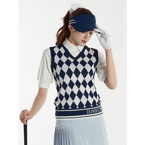 [듀빅]듀빅 여성 브이넥 모던 아가일 패턴 조끼 DD2WSV251DB
