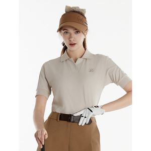 [듀빅]듀빅 여성 가오리핏 오픈카라 반팔티셔츠 DE1WTS112BG