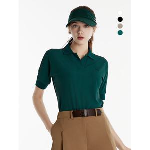 [듀빅]듀빅 여성 가오리핏 오픈카라 반팔티셔츠 DE1WTS112