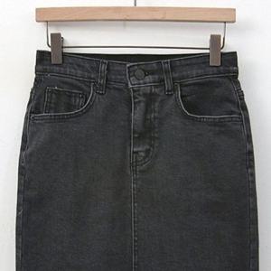 빅사이즈미시옷 306K216S 컷팅 빅사이즈 청치마 웨이브 블랙