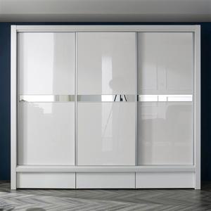 (착불)우아미가구 브리델 UV하이그로시 슬라이딩 장롱 3통 서랍