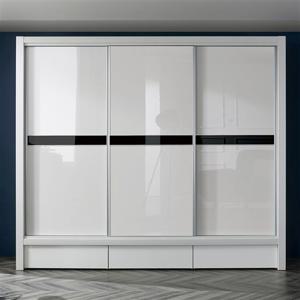 (착불)우아미가구 브리델 UV하이그로시 슬라이딩 장롱 3통 서랍