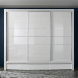 (착불)우아미가구 브리델 UV하이그로시 슬라이딩 장롱 3통 서랍