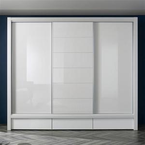 (착불)우아미가구 브리델 UV하이그로시 슬라이딩 장롱 3통 서랍