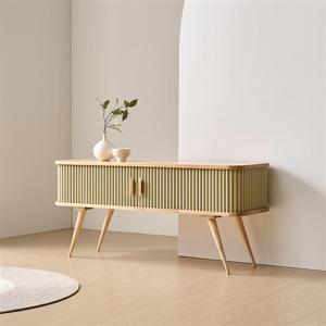 (착불)우아미가구 콜튼 원목 슬라이딩 템바보드 거실장 1200