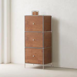 (착불)로쏘가구 시루 모듈 3단 수납 고무나무 장식장