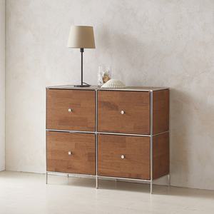 (착불)로쏘가구 시루 모듈 2단 고무나무 수납장 985