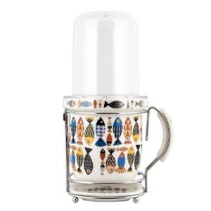 도자기 12각 물받이 수저통(블루피쉬)