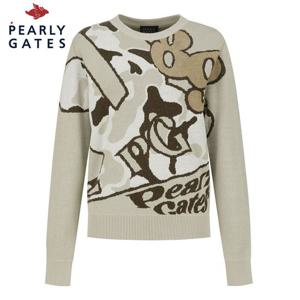 [파리게이츠] [가격 인하] 여성 로고 카모 자카드 긴팔 니트