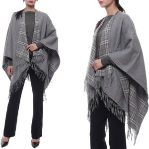 [버버리]24FW 여성 체크 울 리버시블 케이프 (8071675 GREY 24F)