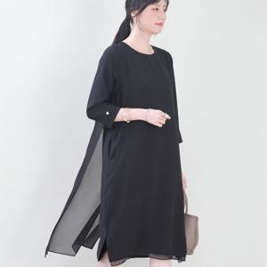 애비뉴투지 엄마옷 이중 쉬폰 칠부 진주 봄 가을 원피스 K11412