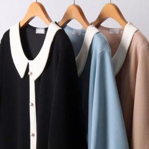 카라 진주 배색 반팔티 빅사이즈 307I597S