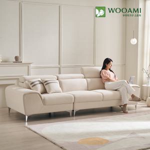 [착불][리퍼]우아미 클라인 헤드틸팅 아쿠아텍스 4인용 소파