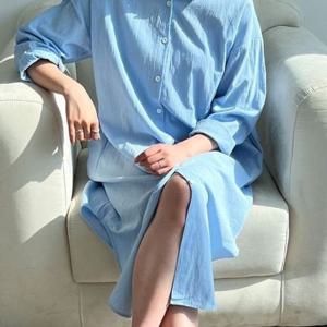 ST230347 원피스 무지 롱셔츠 카라 롱원피스 치마 스