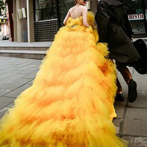 교복몰 딥옐로우 썬샤인 프릴 드레스 웨딩촬영