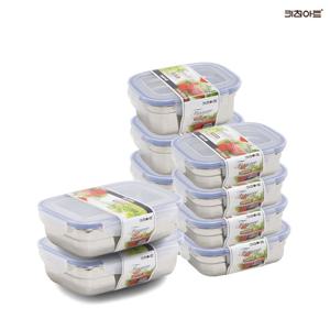 키친아트 피앙세 304스텐 반찬통 밀폐용기 10종 1호 4개+2호 4개+3호 2개