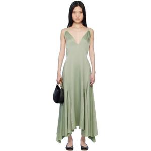 26 SS 랑방 여성 그린 볼링 실크 미디 드레스 251254F054000