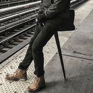 접이식의자 서서 앉는 휴대용 지팡이 의자 접이식 길이조절 스툴