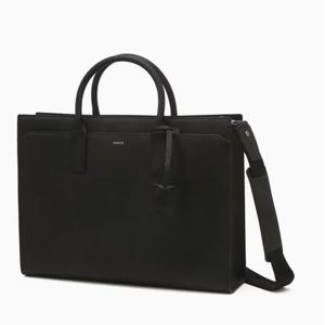 [헤지스ACC] 블랙 로고프린트 소가죽 서류가방 HJBA5E650BK