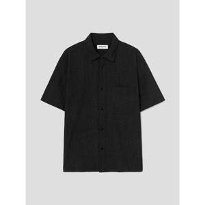 [로가디스] [LIGHT SETUP] 크리즈 오버핏 반팔 셔츠  블랙 (RY5465C735)