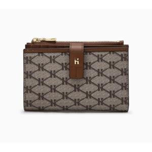 [헤지스] 브라운 로고패턴 가죽 중지갑/HIWA5E884W2