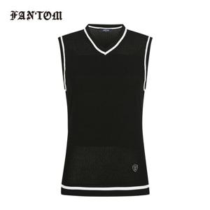 [팬텀] 여성 라인 배색 V넥 니트 베스트