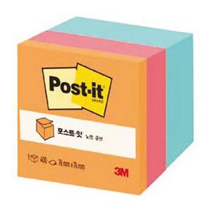 3M)포스트-잇 노트(큐브 3색 NO.PRAQ 오렌지) 접착메모지 접착식메모지 메모용품 학용품 다용도메모지 필기