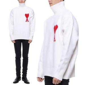 [아미] 21FW 남여공용 하트 로고 터틀넥 니트 (H21K203_018_100_21F)