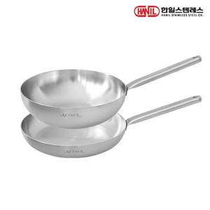 한일스텐레스 에테르 인덕션 통5중 무연마제 304스텐 후라이팬세트 2종E 후28+웍28