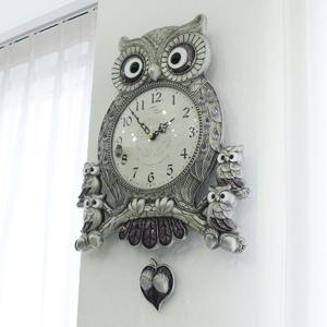 탁상시계 퍼블릭아트 엔틱 데리핀 부엉이 초무소음 추 벽시계