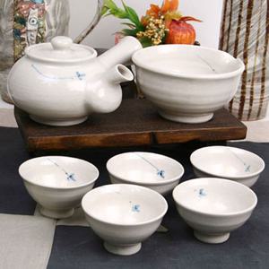 청화 베이지 균열 5인 다기세트(8p) 5인다기세트 다기 다기그릇 전통다기세트 전통다기 고백자다기세트 찻