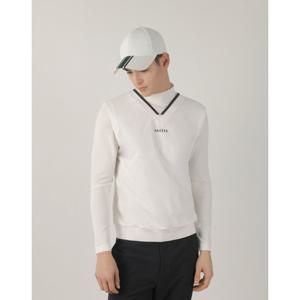 헤지스 골프 25SS 화이트 남성 우븐 하이브리드 하이넥 티셔츠 HUTS5A217OW