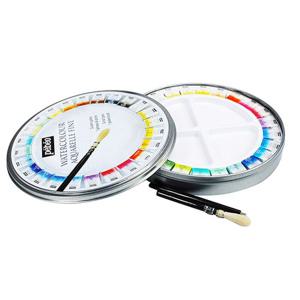 (뻬베오)고체케익세트 24색 (원형철케이스) 수채물감 고체물감 고체수채화물감 캘리그라피물감 고형물감 고