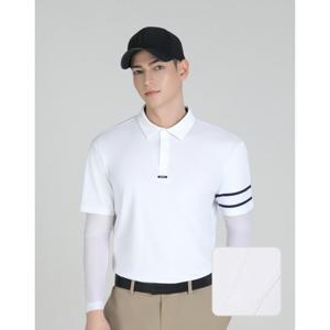 헤지스 골프 25SS 화이트 남성 레이어드 냉감 하이브리드 티셔츠 HUTS5B313OW