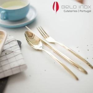 (포르투칼 벨로아이녹스) 플래티늄 티타늄 샴페인 스테이크 3종세트 (유광) 양식수저세트 포크 스푼 나이프