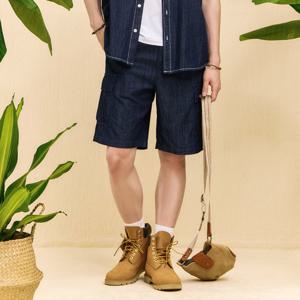 남성 풀밴딩 카고 5부 데님 팬츠-ECRK2641E04