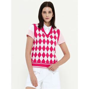 [듀빅]듀빅 여성 브이넥 모던 아가일 패턴 조끼 DD2WSV251PK