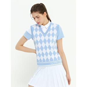 [듀빅]듀빅 여성 브이넥 모던 아가일 패턴 조끼 DD2WSV251BL