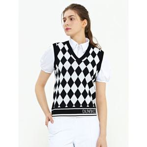 [듀빅]듀빅 여성 브이넥 모던 아가일 패턴 조끼 DD2WSV251WH