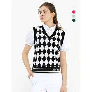 [듀빅]듀빅 여성 브이넥 모던 아가일 패턴 조끼 DD2WSV251