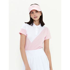 [듀빅]듀빅 여성 면블럭 배색 Y카라 반팔티셔츠 DD2WTS103PK