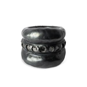 26 SS Parts of Four 스택 스털링 실버 블랙 다이아몬드 링 E15019KADIA TP434011702