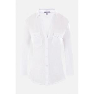 제임스펄스 화이트 슬럽 코튼 리브드 저지 패널 셔츠 WUA3042 W